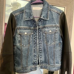 Rag n Bone size M denim jacket, leather sleeves